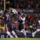 Caleb Williams #18 of the Chicago Bears throws the ball during the second half of a NFC Wild Card Playoff game